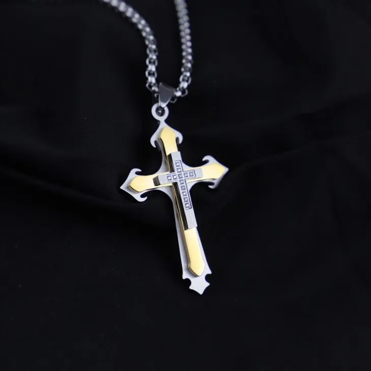 IP gold cross pendant necklace 02 IP gold cross pendant necklace 02
