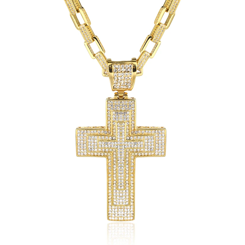 Large Cross Pendant With Micro Pave Cubic Zirconia