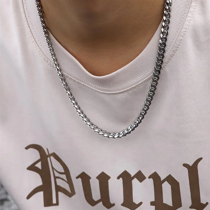 Stainless Steel Cuban Link Chain Necklace in Gold & Silver manufacturers