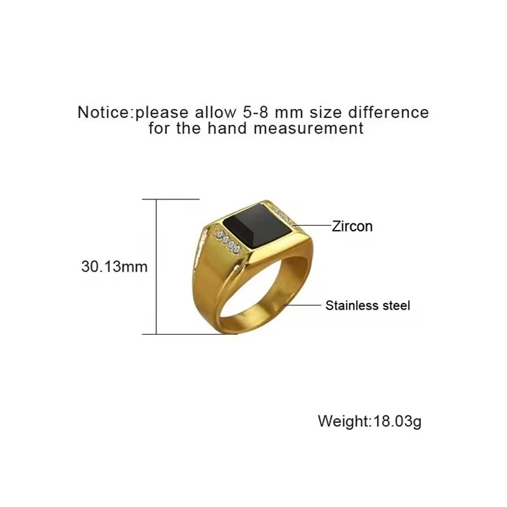 Custom Gold Premium Natural Oval Black Onyx Gemstone Ring